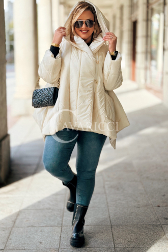 DAISY Gesteppte Kapuzenjacke in Ecru – Warm und Modisch