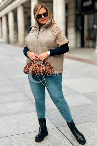 ROSE Pikowana Kamizelka Plus Size ze Sweterkiem | Fango
