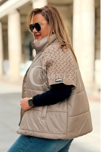 ROSE Pikowana Kamizelka Plus Size ze Sweterkiem | Fango