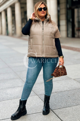 ROSE Pikowana Kamizelka Plus Size ze Sweterkiem | Fango