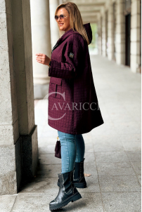 Aurora Kurka Plus Size Gesteppt mit Kapuze Bordeaux