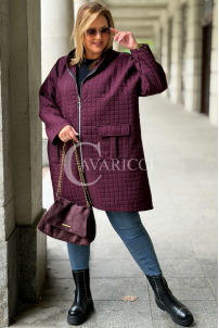 Aurora Kurka Plus Size Gesteppt mit Kapuze Bordeaux