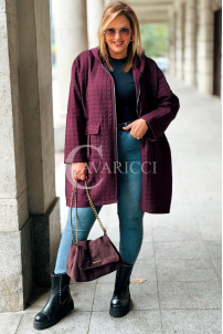 Aurora Kurka Plus Size Gesteppt mit Kapuze Bordeaux