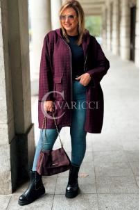 Aurora Kurka Plus Size Gesteppt mit Kapuze Bordeaux