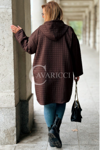 Aurora Plus Size Steppjacke mit Kapuze Schokolade