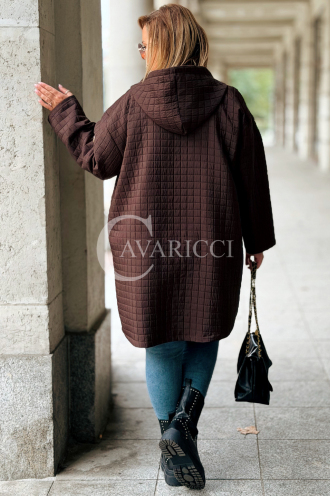 Aurora Plus Size Steppjacke mit Kapuze Schokolade
