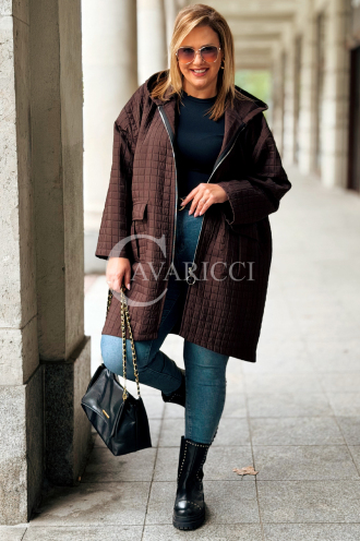 Aurora Plus Size Steppjacke mit Kapuze Schokolade