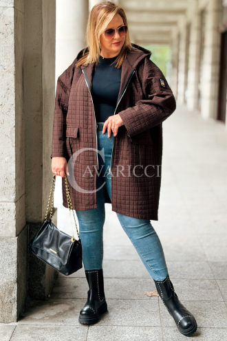 Aurora Plus Size Steppjacke mit Kapuze Schokolade