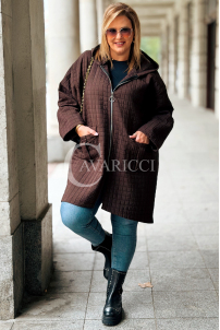 Aurora Plus Size Steppjacke mit Kapuze Schokolade
