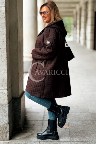 Aurora Plus Size Steppjacke mit Kapuze Schokolade