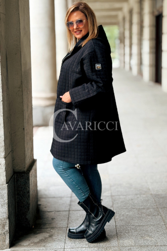 AURORA Steppjacke Plus Size mit Kapuze Schwarz