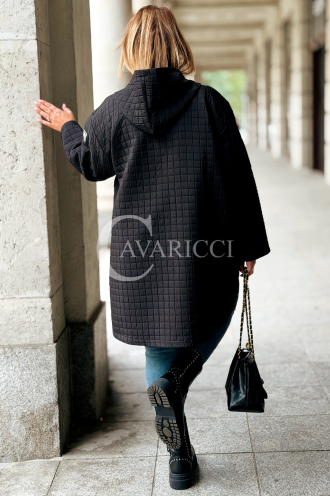 AURORA Steppjacke Plus Size mit Kapuze Schwarz