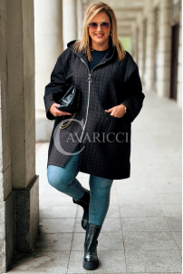 AURORA Steppjacke Plus Size mit Kapuze Schwarz