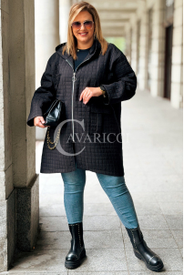 AURORA Steppjacke Plus Size mit Kapuze Schwarz