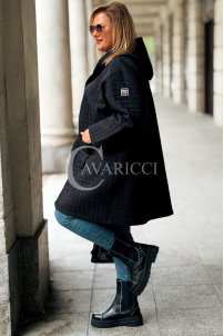 AURORA Steppjacke Plus Size mit Kapuze Schwarz