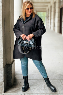 AURORA Steppjacke Plus Size mit Kapuze Schwarz