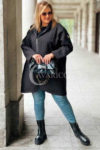 AURORA Steppjacke Plus Size mit Kapuze Schwarz