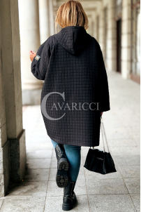 AURORA Steppjacke Plus Size mit Kapuze Schwarz