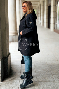 AURORA Steppjacke Plus Size mit Kapuze Schwarz