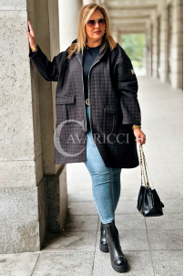 AURORA Steppjacke Plus Size mit Kapuze Schwarz