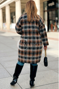 HEIDI Karierter Plus Size Mantel in Schokolade | Knöpfe