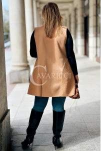 Warme Damen-Weste PENNY Plus Size Lammfell Beige