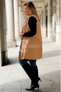 Warme Damen-Weste PENNY Plus Size Lammfell Beige