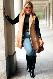 Warme Damen-Weste PENNY Plus Size Lammfell Beige