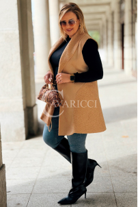 Warme Damen-Weste PENNY Plus Size Lammfell Beige
