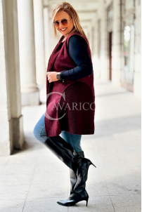 Warme Damen Weste Plussize Bordeaux Lammfell Lang