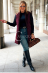 PENNY Lange Damen-Weste Plus Size Lammfell Warm in Bordeauxrot