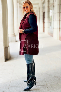 Warme Damen Weste Plussize Bordeaux Lammfell Lang