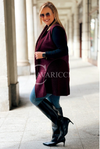 Warme Damen Weste Plussize Bordeaux Lammfell Lang