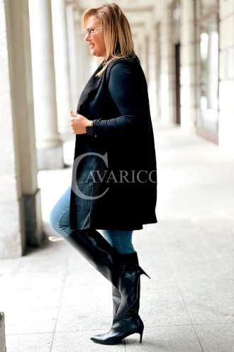 Schwarze Damen Teddyfleece Weste Plus Size Lang Warm