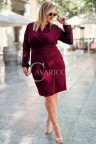 NANCY Elegantes Damenkleid in Übergröße mit Spitze in Bordeauxrot