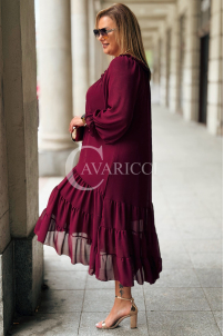 Elegantes Langes Kleid Plus Size Chiffon Bordeauxrot