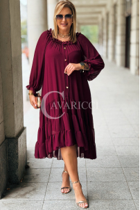 Elegantes Langes Kleid Plus Size Chiffon Bordeauxrot