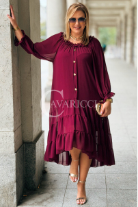 Elegantes Langes Kleid Plus Size Chiffon Bordeauxrot