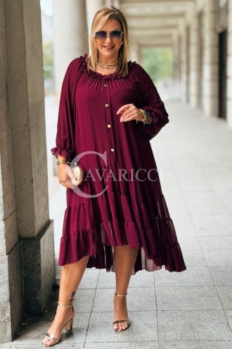 Elegantes Langes Kleid Plus Size Chiffon Bordeauxrot