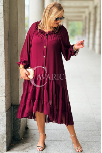 Elegantes Langes Kleid Plus Size Chiffon Bordeauxrot