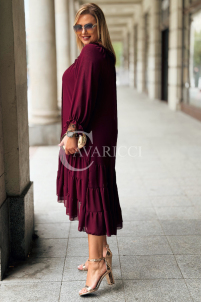 Elegantes Langes Kleid Plus Size Chiffon Bordeauxrot