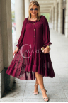 LIPPY Langes Damenkleid Plus Size Chiffon und Unterkleid in Bordeauxrot