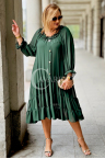LIPPY Langes Damenkleid Plus Size Chiffon und Unterkleid in Flaschengrün
