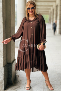 LIPPY Langes Chiffon-Kleid Plus Size – Schokoladenbraun