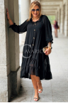 LIPPY Langes Damenkleid Plus Size Chiffon und Unterkleid in Schwarz