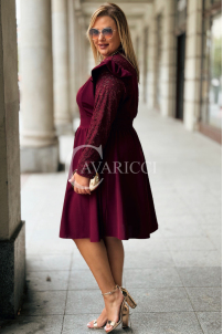 LARA Elegantes Plus-Size-Kleid mit Spitze in Bordeaux