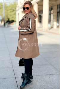 SARAH Damen Bouclé Mantel Plus Size mit Kapuze | Fango