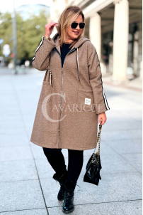 SARAH Damen Bouclé Mantel Plus Size mit Kapuze | Fango