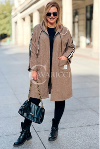 SARAH Damen Bouclé Mantel Plus Size mit Kapuze | Fango