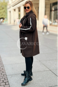 Damenmantel Plus Size Boucle Schokolade mit Reißverschluss